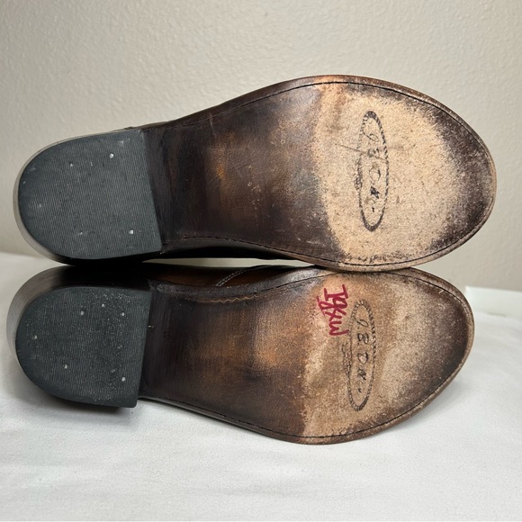 JB Dillon Reserve Brown Leather Paisley Pattern Zip Cowgirl Trendy Ankle Boots 8 - Picture 10 of 16